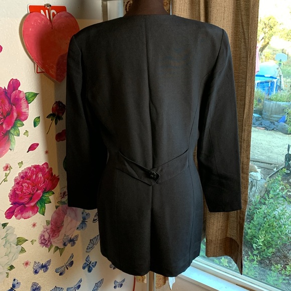 Vintage 1980’s/1990’s Nina K, whimsy goth long sleeve solid black jacket. Size L - Picture 6 of 17